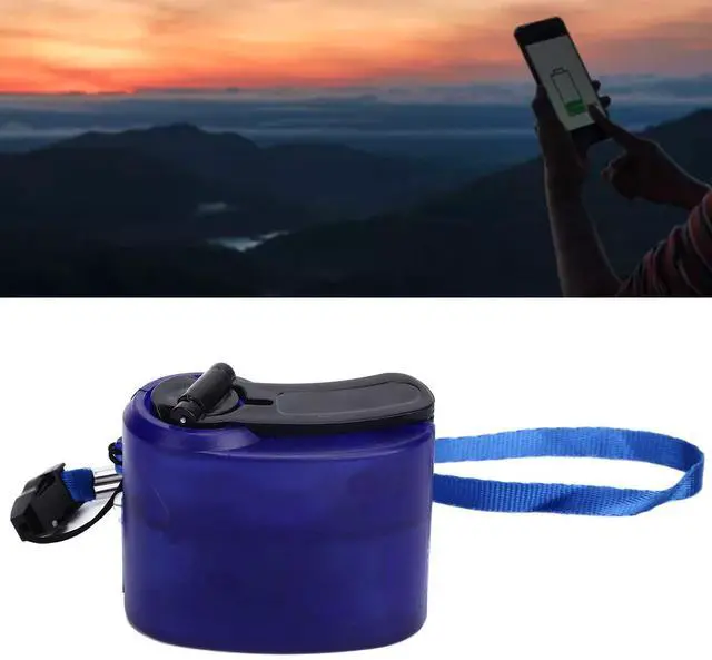 Alt view image 4 of 5 - Hand Crank USB Phone Charger for Outdoor Activities - Portable Emergency Manual Charger (Blue)