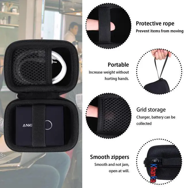 Alt view image 5 of 5 - Khanka Hard Case Replacement for Anker 45W Wall Charger 5,000mAh 20W Portable Charger, 521 Power Bank (PowerCore Fusion), Case Only (Black)