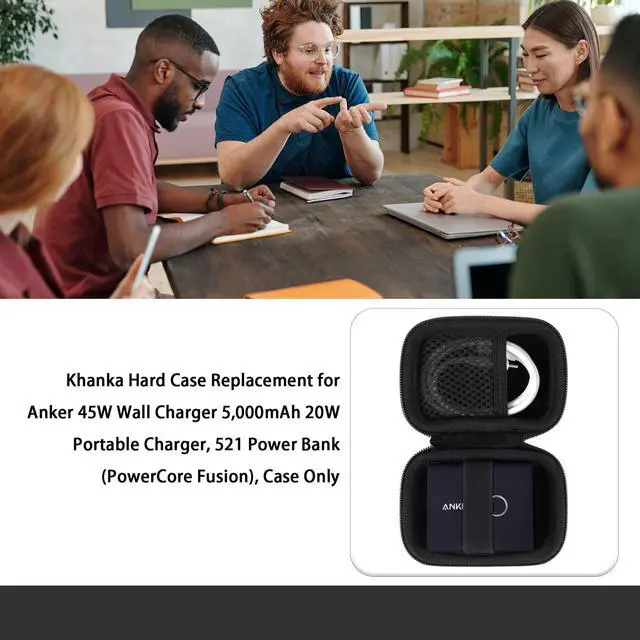 Alt view image 3 of 5 - Khanka Hard Case Replacement for Anker 45W Wall Charger 5,000mAh 20W Portable Charger, 521 Power Bank (PowerCore Fusion), Case Only (Black)