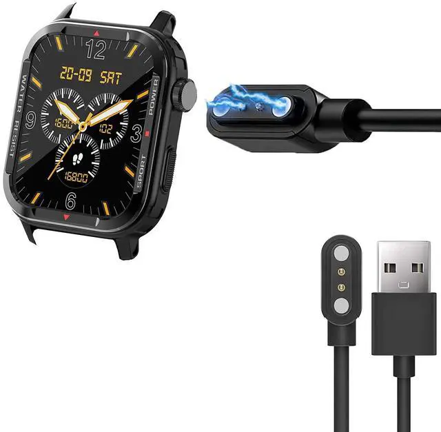Alt view image 2 of 5 - Compatible for HYSTORM G96 Smart Watches Charger, Lamshaw 2 Pin Magnetic USB Replacement Charging Compatible for Compatible with HYSTORM G96 1.85" Smart Watches (2 Pack-Black+Black)