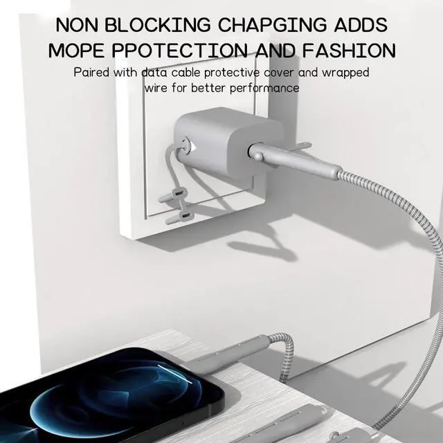 Alt view image 4 of 5 - AKABEILA Cute Cartoon Charger Cover, Transparent Dairy Cow Pattern Design Charger Case Data Cable USB Charger Data Line Protector for iPhone Grey - Cable Protector Case