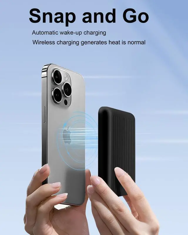 Alt view image 5 of 5 - Miady Mini MagSafe-Compatible Portable Charger, 5000mAh 5W Compact Magnetic Power Bank for iPhone 16/15/14/13/12, 12W USB-C Charging Battery Pack