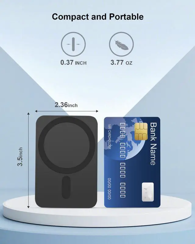 Alt view image 2 of 5 - Miady Mini MagSafe-Compatible Portable Charger, 5000mAh 5W Compact Magnetic Power Bank for iPhone 16/15/14/13/12, 12W USB-C Charging Battery Pack