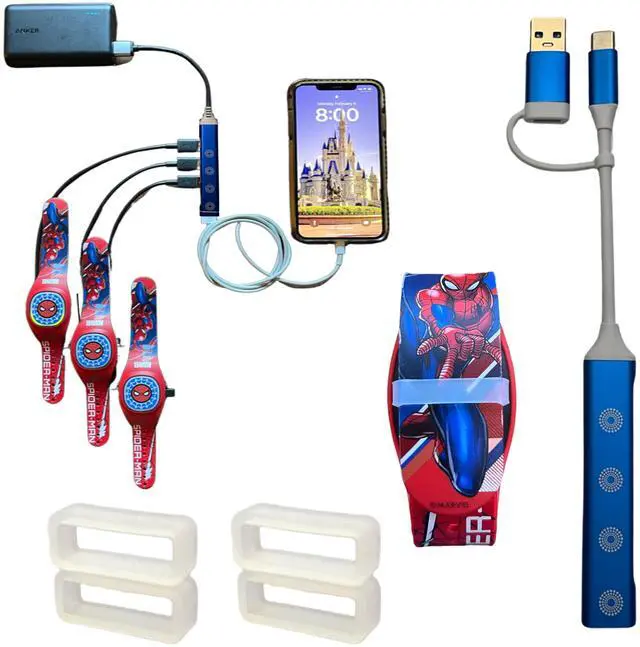 Main image of Kaizen Kreations MultiCharger for MagicBand+, MagicBand +, Magic Band Compatible with FuelRod & Other External Battery. Disneyland Accessories for Trip to Disney World Cruise (USB-A & USB-C, 1-Pack)