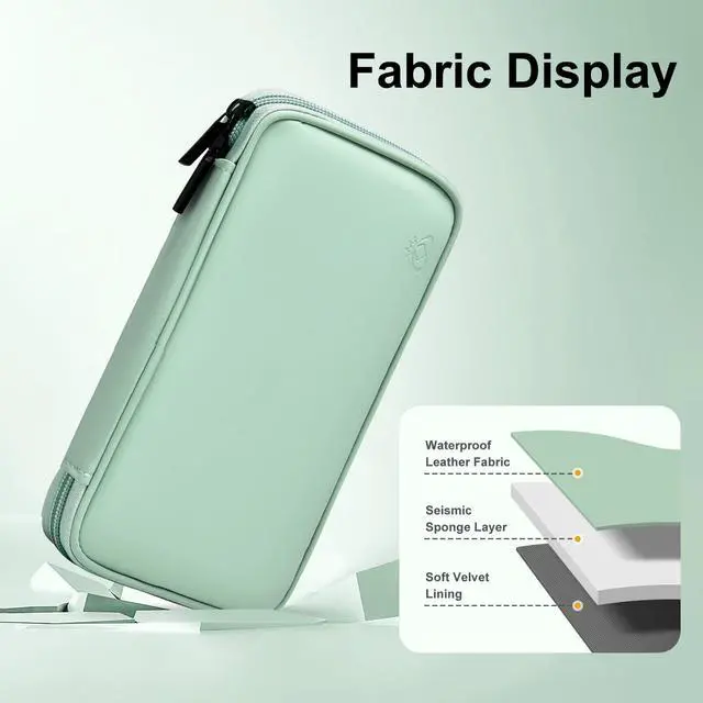 Alt view image 2 of 5 - miloocul Portable Charger Organizer Travel Case Shockproof Power Bank case for Anker/Jackery/RAV/20000/30000mAh Power Bank Leather Electronic Case for PowerCore(Light Green, Single Layer-Small)