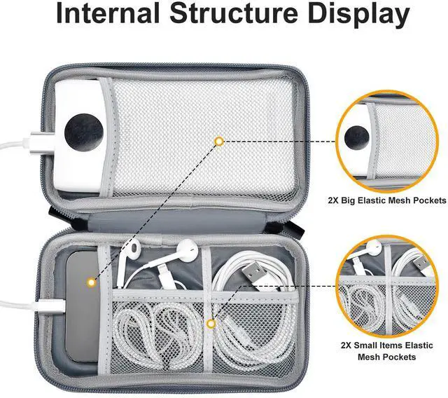 Alt view image 3 of 5 - miloocul Portable Charger Organizer Travel Case Shockproof Power Bank case for Anker/Jackery/RAV/20000/30000mAh Power Bank Leather Electronic Case for PowerCore(Light Green, Single Layer-Small)
