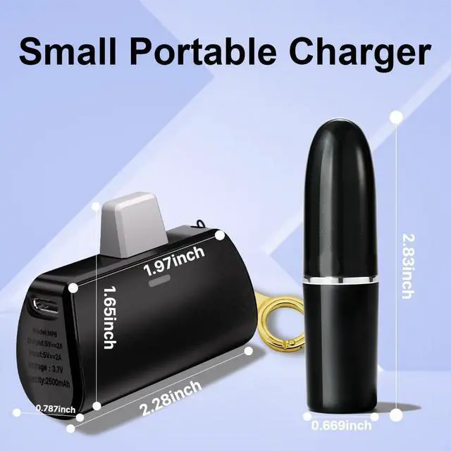 Alt view image 5 of 5 - WAVYPO Keychain Portable Charger 2500mAh, Cell Phone Portable Power Bank Pack Mini Power Emergency Pod Fast Charging Compatible for iPhone 14/14 Pro Max/13/13 Pro Max/12/12 Pro Max/11/XR/X/8 (Black)