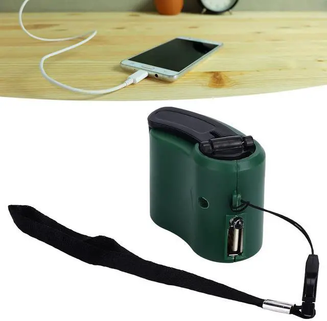 Alt view image 2 of 5 - USB Hand Crank Portable Cell Phone Charger with LED Light - 5V Output for Hiking, Camping, Emergency