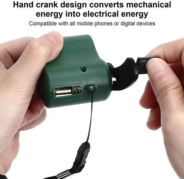 Alt view image 3 of 5 - USB Hand Crank Portable Cell Phone Charger with LED Light - 5V Output for Hiking, Camping, Emergency