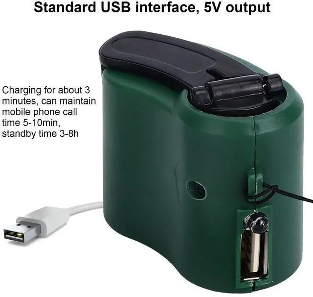 Alt view image 4 of 5 - USB Hand Crank Portable Cell Phone Charger with LED Light - 5V Output for Hiking, Camping, Emergency