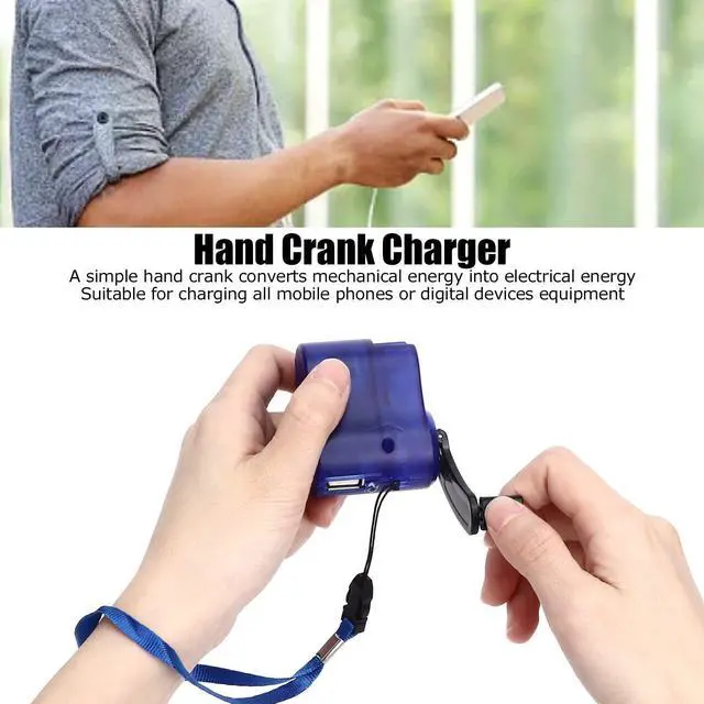 Alt view image 2 of 5 - RTLR Hand Crank Charger, Emergency Supplies, Hand Crank USB Phone Charger, Compact DC 5.5V 600mA Hand Crank Backup Charger Hand Crank Generator (Blue)