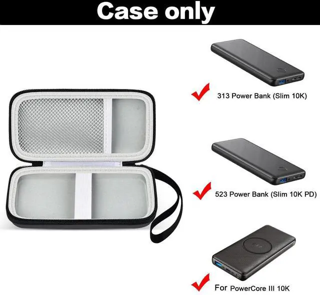 Alt view image 2 of 5 - Case Compatible with Anker Portable Charger, 313 Power Bank (for PowerCore Slim 10K) / 523 Power Bank (Slim 10K PD) 10000mAh Battery Pack. 10K Battery Pack Storage Holder Bag (Box Only)- Black