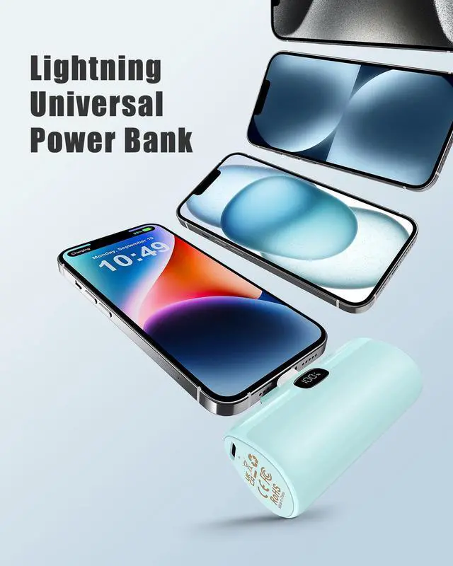 Alt view image 2 of 5 - Qecvec Small Portable Charger, 5000mAh Mini Power Bank for iPhone, 20W Fast Charging Power Bank, Travel Essentials for Portable Charger Compatible with iPhone 14/14 Pro Max/13/13 Pro/12/11/XS