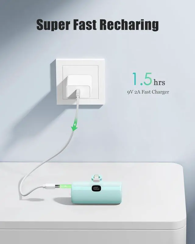 Alt view image 4 of 5 - Qecvec Small Portable Charger, 5000mAh Mini Power Bank for iPhone, 20W Fast Charging Power Bank, Travel Essentials for Portable Charger Compatible with iPhone 14/14 Pro Max/13/13 Pro/12/11/XS