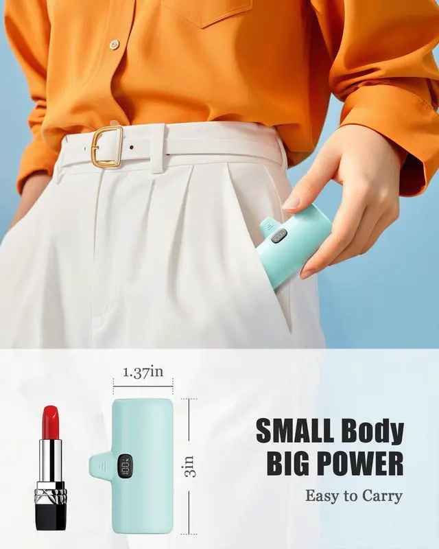 Alt view image 3 of 5 - Qecvec Small Portable Charger, 5000mAh Mini Power Bank for iPhone, 20W Fast Charging Power Bank, Travel Essentials for Portable Charger Compatible with iPhone 14/14 Pro Max/13/13 Pro/12/11/XS