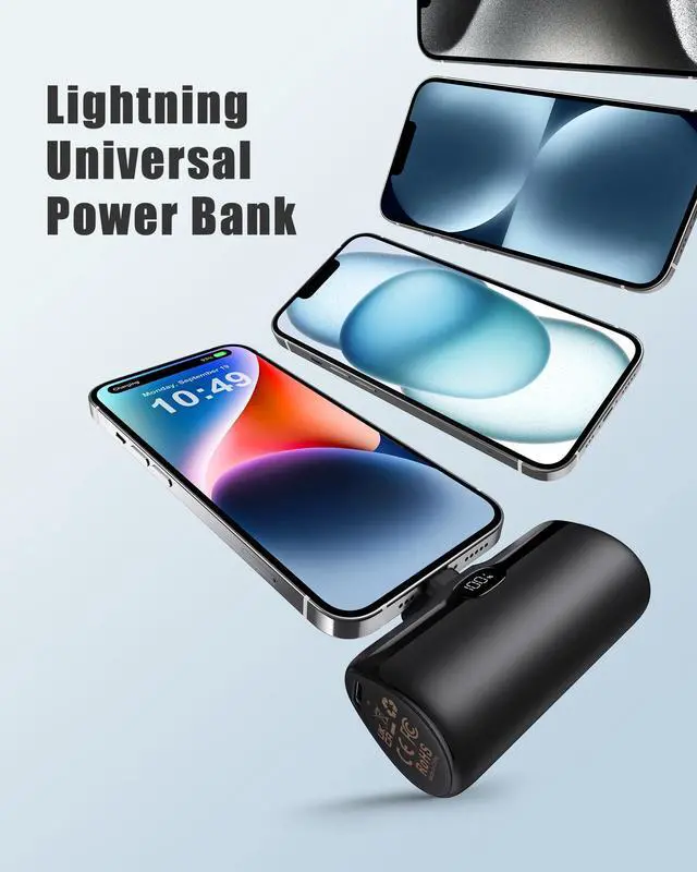 Alt view image 2 of 5 - Qecvec Small Portable Charger, 5000mAh Mini Power Bank for iPhone, 20W Fast Charging Power Bank, Travel Essentials for Portable Charger Compatible with iPhone 14/14 Pro Max/13/13 Pro/12/11/XS