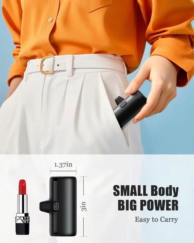 Alt view image 3 of 5 - Qecvec Small Portable Charger, 5000mAh Mini Power Bank for iPhone, 20W Fast Charging Power Bank, Travel Essentials for Portable Charger Compatible with iPhone 14/14 Pro Max/13/13 Pro/12/11/XS