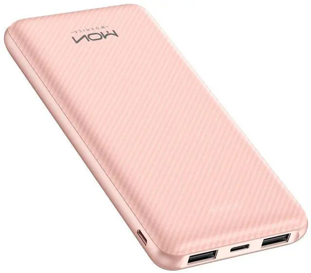 Main image of MOXNICE Power Bank 10000mAh Portable Charger, Slimmest 5V/3A Battery Pack, USB C Input & Output External Phone Charger, Compatible with iPhone Series, Galaxy Series,Tablets, Pixel, etc (Pink)