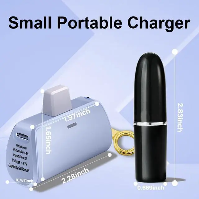 Alt view image 5 of 5 - WAVYPO Keychain Portable Charger 2500mAh, Cell Phone Portable Power Bank Pack Mini Power Emergency Pod Fast Charging Compatible for iPhone 14/14 Pro Max/13/13 Pro Max/12/12 Pro Max/11/XR/X/8 (Blue)