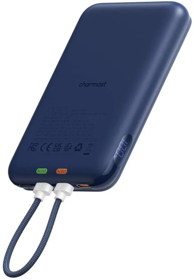 Main image of Charmast 10000mAh Wired Portable Charger, 20W Fast Charging Slim Power Bank with Removable Cable for iPhone & Android, Hand-Free Battery Pack with Digital Display for Short Travel (No-Wireless)