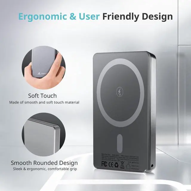 Alt view image 5 of 5 - ARKEEP Magnetic Portable Charger, Wireless Portable Charger with 20W PD Fast Charging, Type-C Input/Output Magnetic Power Bank Compatible with iPhone 16/15/14, 5000mAh Ultra Slim Magnetic Battery Pack