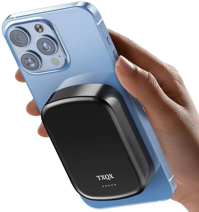 Main image of TXQX Smallest Magnetic Wireless Portable Charger 8000mAh,Mag-Safe Battery Pack 20W PD Fast Charging, USB C in&Out Mini Magnetic Power Bank for iPhone 15/14/13/12/Pro/Mini/Pro Max (Black)