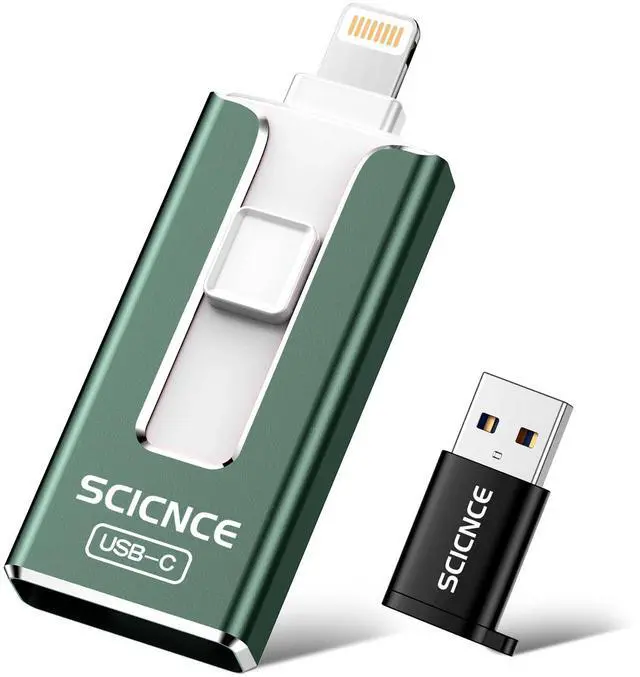Main image of SCICNCE 512GB Flash Drive Intended for iPhone, USB Memory Stick Storage Backup for Photos Videos, Plug and Play No APP Required, Compatible with iPhone iPad Android and Computers (Green)