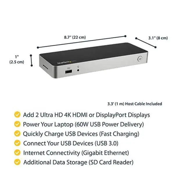 Alt view image 4 of 5 - StarTech.com 4KUSB-C60W USB Power DeliverySD DK30CHDDPPD