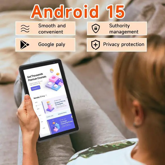 Alt view image 5 of 5 - BYANDBY Tablet 7 inch Android 15.0 Tablet, 6GB+32GB ROM 1TB Expand, Quad-Core, WiFi, GMS, Dual Camera, Educational, Games Black