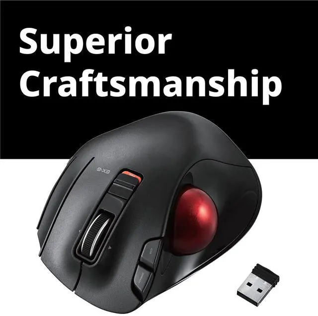 Alt view image 5 of 5 - ELECOM EX-G Trackball Mouse, 2.4GHz USB Wireless, Ergonomic Design, Thumb Control, Smooth Precise Tracking Roller Ball, 6 Programmable Buttons, Tilt Scroll, Computer Mice for Laptop PC, Windows & Mac