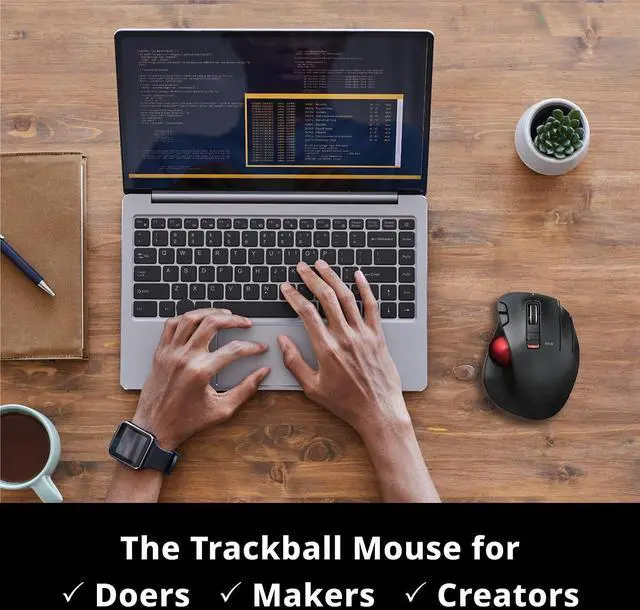 Alt view image 4 of 5 - ELECOM EX-G Trackball Mouse, 2.4GHz USB Wireless, Ergonomic Design, Thumb Control, Smooth Precise Tracking Roller Ball, 6 Programmable Buttons, Tilt Scroll, Computer Mice for Laptop PC, Windows & Mac