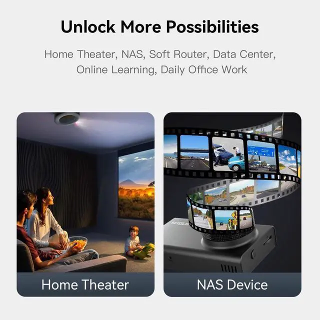 Alt view image 2 of 5 - Beelink ME Mini PC, Desktop NAS Intel N95 12G LPDDR5, 1TB M.2 PCIe 3.0x1 SSD, 6 x M.2 SSD Slots, Dual 2.5G LAN/File Server/NAS Storage/Network Attached Storage/Private Cloud/Network Storage