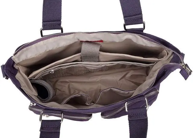 Alt view image 2 of 4 - Crest Design Nylon Laptop Shoulder Bag Handbag Teacher Nurse Tote Organizer Travel Work Bag Purse (Lavender)