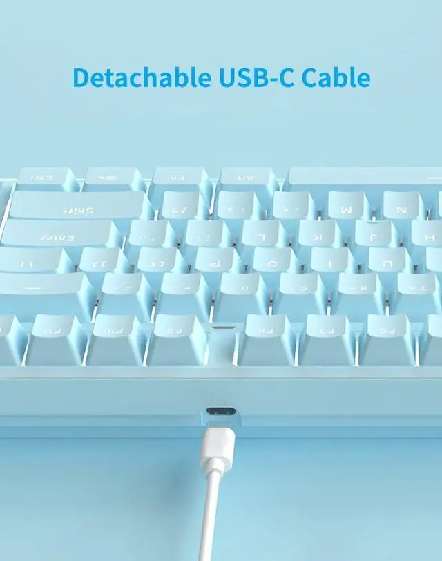 Alt view image 5 of 5 - FIRSTBLOOD ONLY GAME. DKM160 87-Key Blue Mechanical Keyboard - Hot-Swappable Gaming Keyboard with Clicky Blue Switches, 22 White Backlight Modes, Detachable Magnetic Cover & USB-C Cable