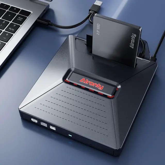 Alt view image 5 of 5 - Alronly External CD/DVD Drive for Laptop/PC, USB 3.0 Type-C USB Portable Player for Computer CD DVD +/-RW Disk Drive CD Burner Writer Reader Compatible with Desktop Windows Apple Linux (F05)
