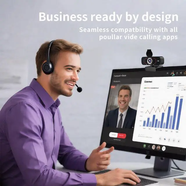 Alt view image 2 of 5 - weishin 4K Full HD Webcam, Built-in Mic, Tripod, Privacy Cover, Auto Light Correction, and Plug-and-Play USB. for Desktop PC or Laptop Computer. Perfect for Streaming, and Video Conferences.