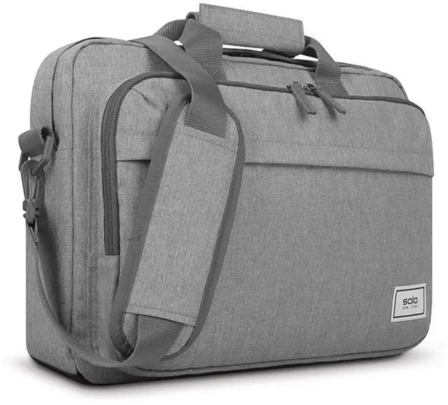 Main image of Solo New York Briefcase - Laptop Carrying Bag for Women & Men, Brief for Travel & Work, Front Zippered Pocket, Adjustable Shoulder Strap, Fits 15.6" Computer - Re:New, Gray