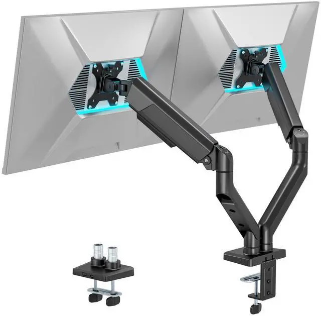 Alt view image 2 of 5 - ARES WING Dual Monitor Mount, Heavy Duty Monitor Arms for 2 Monitors for 17-35 inch, Fully Adjustable Monitor Desk Stand Ultrawide Screen, VESA 75x75 or 100x100mm, Black