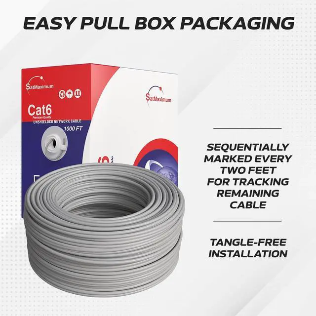 Alt view image 4 of 5 - Cables Direct Online CAT6 Cable 1000ft Pull Box Solid Ethernet LAN UTP Cable 23AWG 550Mhz RJ45 Network CCA Copper Clad Aluminum Wire Bulk (Gray)