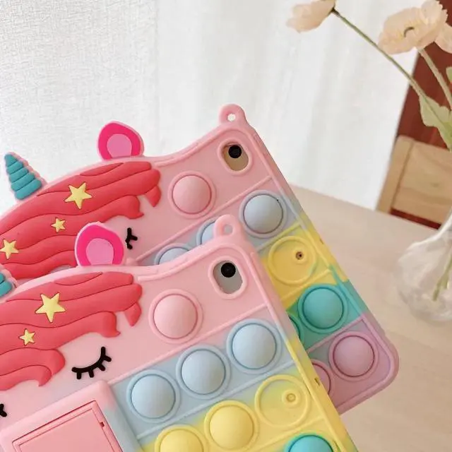 Alt view image 4 of 5 - Pink Unicorn Case for iPad Mini 1st 2012/Mini 2nd 2013/Mini 3rd 2014 7.9 inch,3D Kawaii Cute Pop Bubble Kickstand Unicorn Kids Girls Boys Women Soft Case with Lanyardand and Keychain (Pink Unicorn)