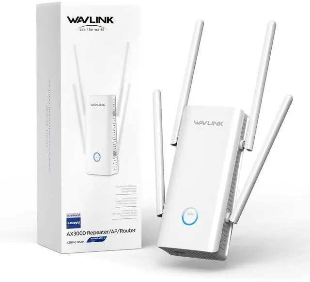 Main image of WAVLINK AX3000 WiFi 6 Extender - Internet Extender WiFi Booster with 5 High-Gain Antennas & Beamforming, Dual Band Whole Home Coverage, Gigabit Port, Repeater/AP/Router Mode for 256 Devices