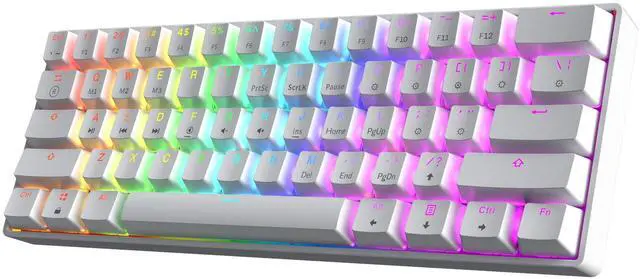 Main image of HK GAMING GK61 SE 60% | Mechanical Gaming Keyboard | 61 Keys Multi Color RGB LED Backlit for PC/Mac Gamer | US Layout (White, Mechanical Blue)