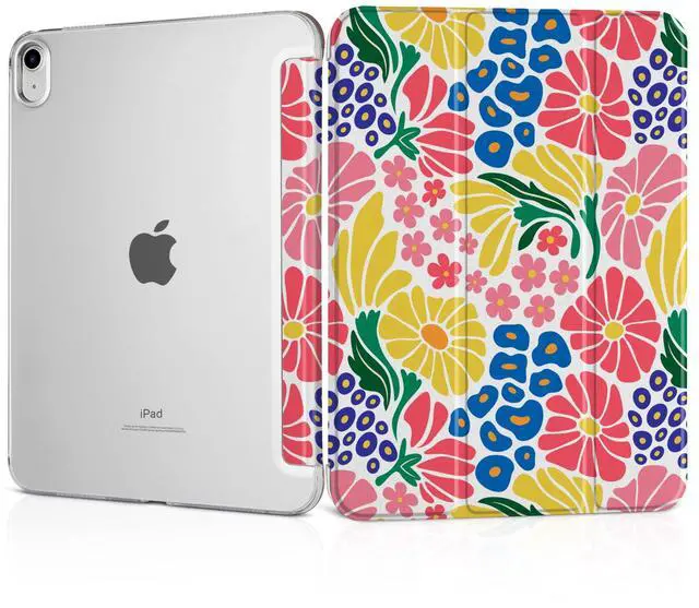 Main image of MEEgoodo for iPad A16 11th Generation Case 2025 11 inch, Tablet Cases for iPad 10th Generation 2022, Tablet Cover with Silk Texture & PC Clear Back Cover, Groovy Flower