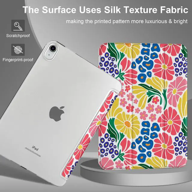 Alt view image 2 of 5 - MEEgoodo for iPad A16 11th Generation Case 2025 11 inch, Tablet Cases for iPad 10th Generation 2022, Tablet Cover with Silk Texture & PC Clear Back Cover, Groovy Flower