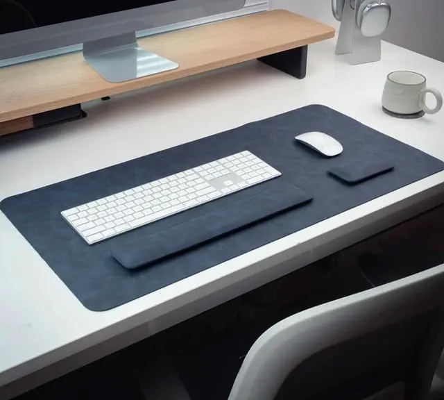 Alt view image 2 of 5 - RENMTURE Large Mouse Pad and Keyboard Wrist Rest, Desk Pad for Keyboard and Mouse, Large Gaming Mouse Pad with Wrist Support, Desk Mat for Work and Gaming (Blue)