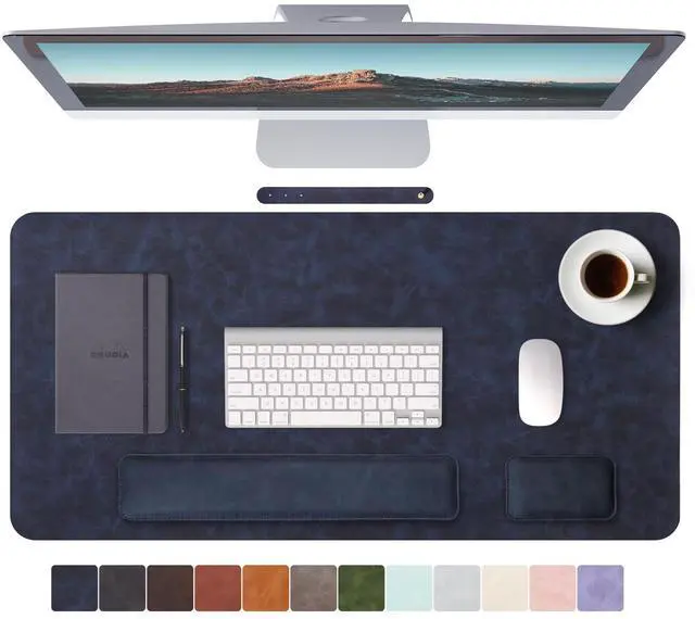 Main image of RENMTURE Large Mouse Pad and Keyboard Wrist Rest, Desk Pad for Keyboard and Mouse, Large Gaming Mouse Pad with Wrist Support, Desk Mat for Work and Gaming (Blue)