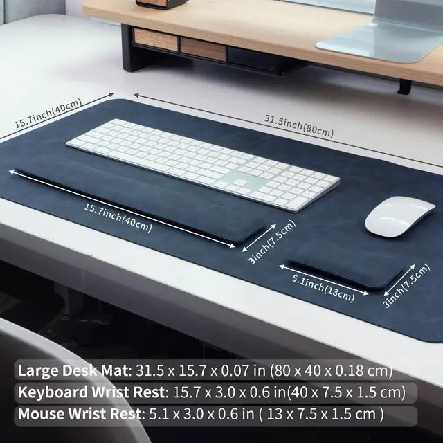 Alt view image 3 of 5 - RENMTURE Large Mouse Pad and Keyboard Wrist Rest, Desk Pad for Keyboard and Mouse, Large Gaming Mouse Pad with Wrist Support, Desk Mat for Work and Gaming (Blue)