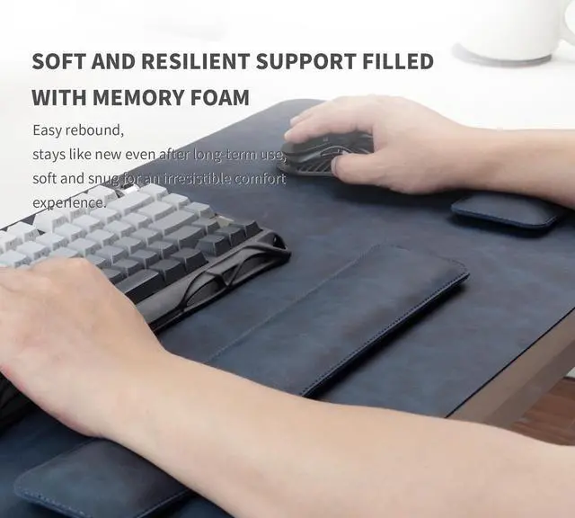 Alt view image 5 of 5 - RENMTURE Large Mouse Pad and Keyboard Wrist Rest, Desk Pad for Keyboard and Mouse, Large Gaming Mouse Pad with Wrist Support, Desk Mat for Work and Gaming (Blue)