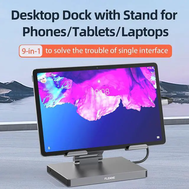 Alt view image 3 of 5 - Aluminum Stand with 9-in-1 Type C Dock,100W PD,4K HDMI, Foldable for iPad Pro/Air, All-in-One Docking Station & Adjustable Holder, USB 3.0/Ethernet/SD Reader