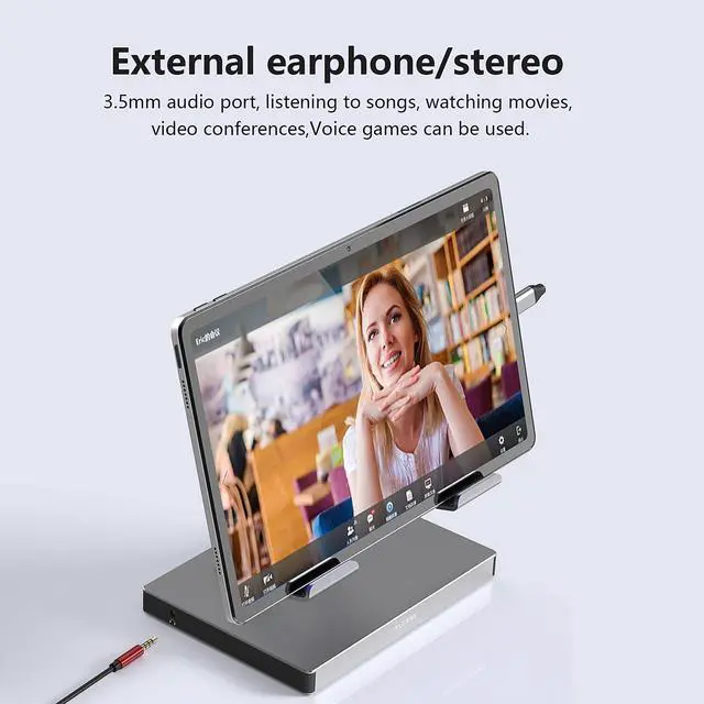 Alt view image 4 of 5 - Aluminum Stand with 9-in-1 Type C Dock,100W PD,4K HDMI, Foldable for iPad Pro/Air, All-in-One Docking Station & Adjustable Holder, USB 3.0/Ethernet/SD Reader